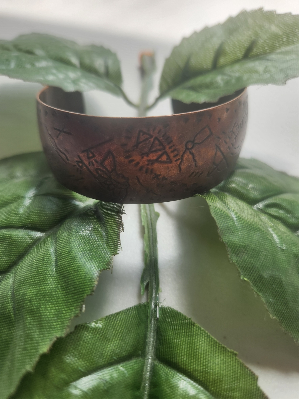 Etched Copper Cuff Bracelet - Warm Copper Tone